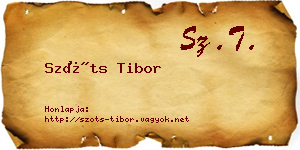 Szőts Tibor névjegykártya